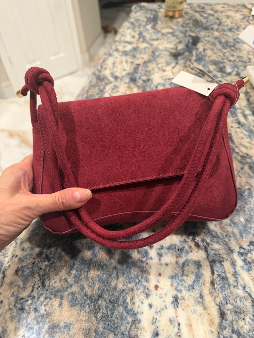 Women’s Suede Shoulder Bag in Burgundy